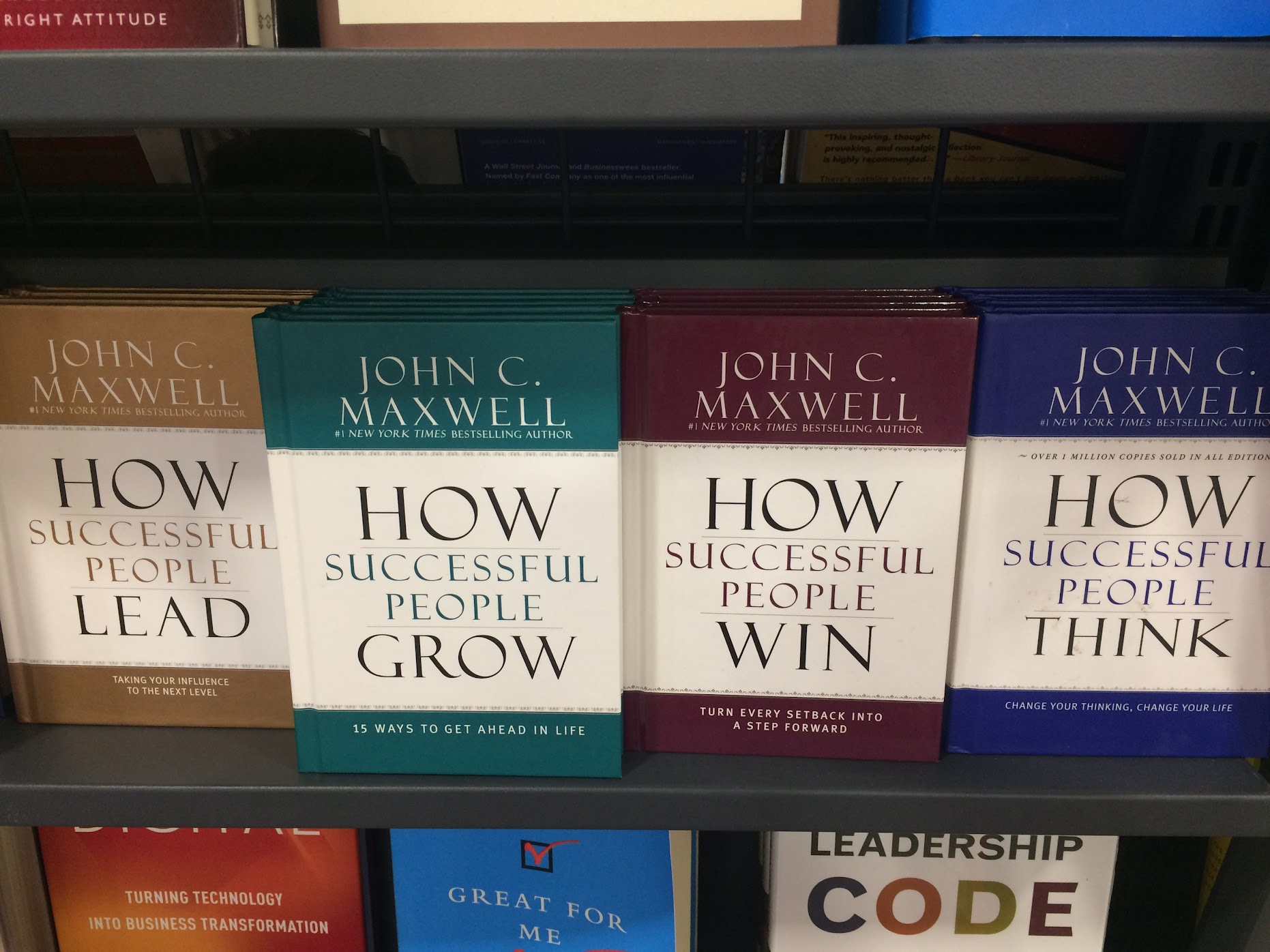 Book shelf with success books.